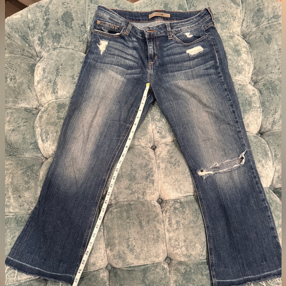 Joe's Jeans | The Olivia | Dark Blue Distressed Cropped Flare Jeans